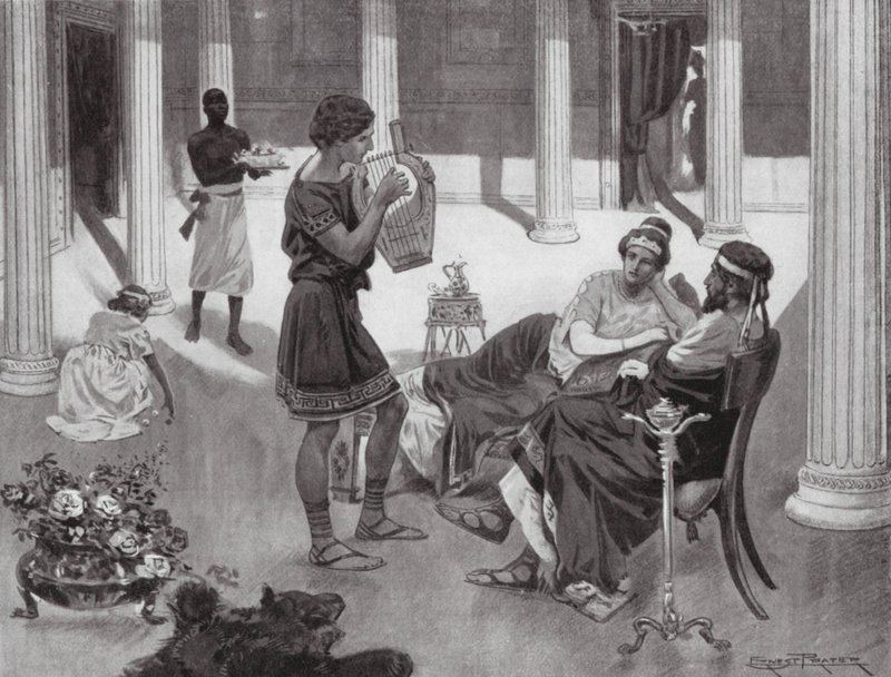 Interiøret i et gresk hus, 400-tallet f.Kr. (lito) av Ernest (after) Prater
