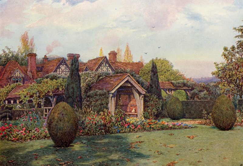 Great Tangley Manor, Surrey (farge litho) av Ernest Arthur Rowe