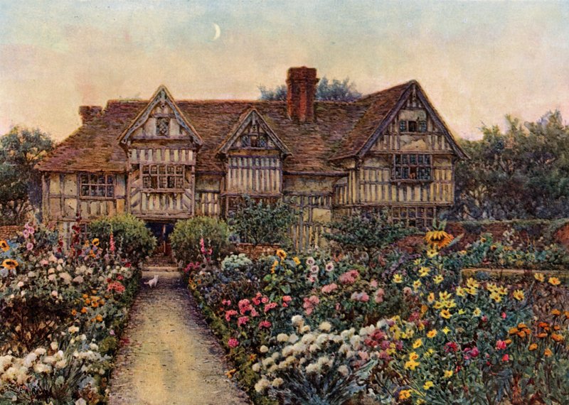 Rumwood Court, Langley, Kent (farge litho) av Ernest Arthur Rowe