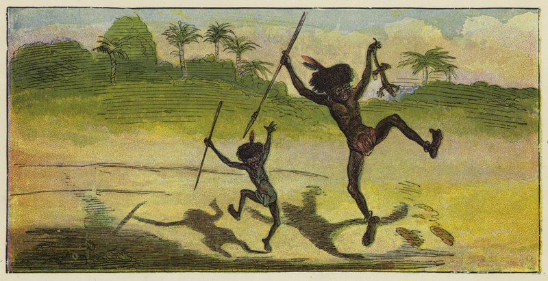 En herre og en gutt skal spise lunsj og hoppe av glede av Ernest Henry Griset