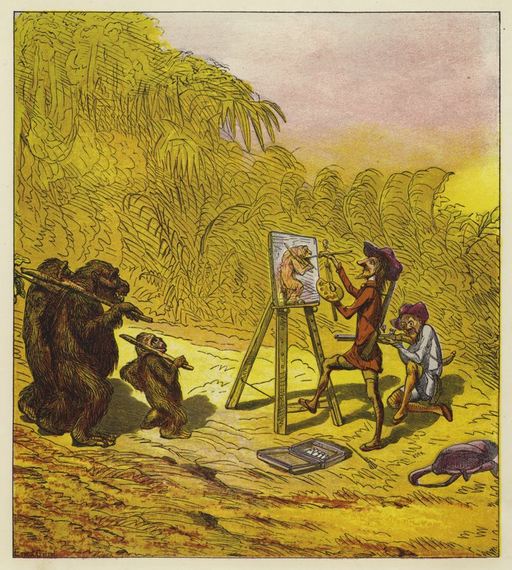 Brødrene Bold møter en familie av gorillaer av Ernest Henry Griset