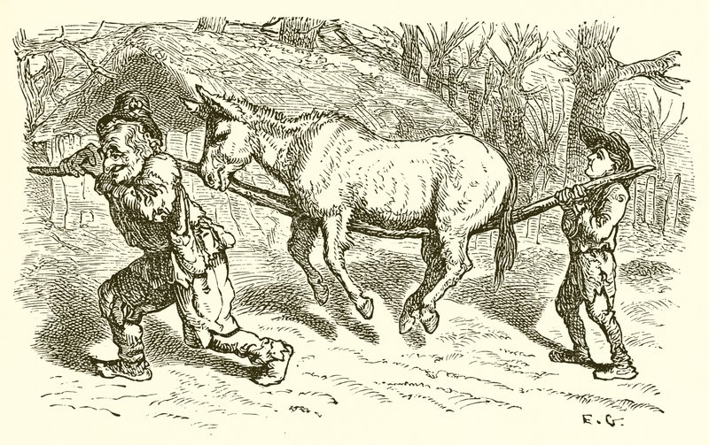 Den gamle mannen, hans sønn og assen av Ernest Henry Griset