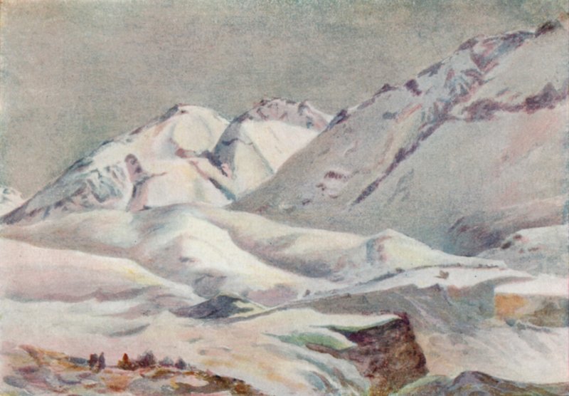 Andesfjellene (farge litho) av Ernest William Christmas