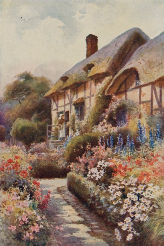Anne Hathaways hytte, Stratford-on-Avon (farge litho) av Ernest William Haslehust