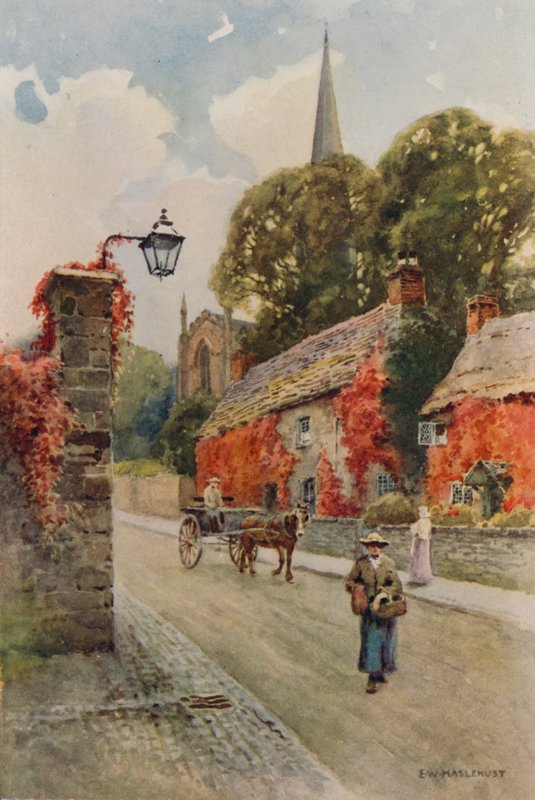 Bakewell, South Church Street (farge litho) av Ernest William Haslehust