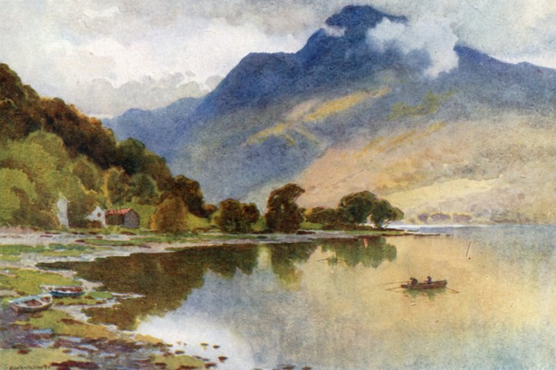 Ben Lomond fra Luss (farge litho) av Ernest William Haslehust