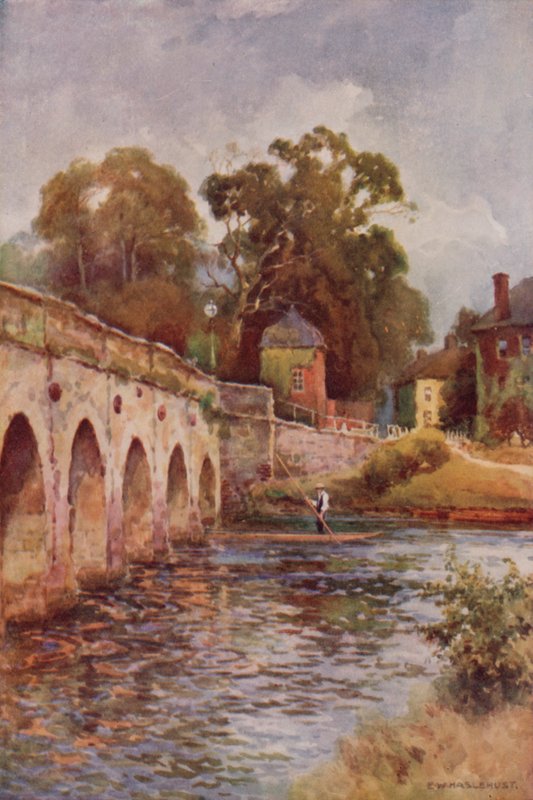 Clopton Bridge, Stratford-on-Avon (litho-farge) av Ernest William Haslehust