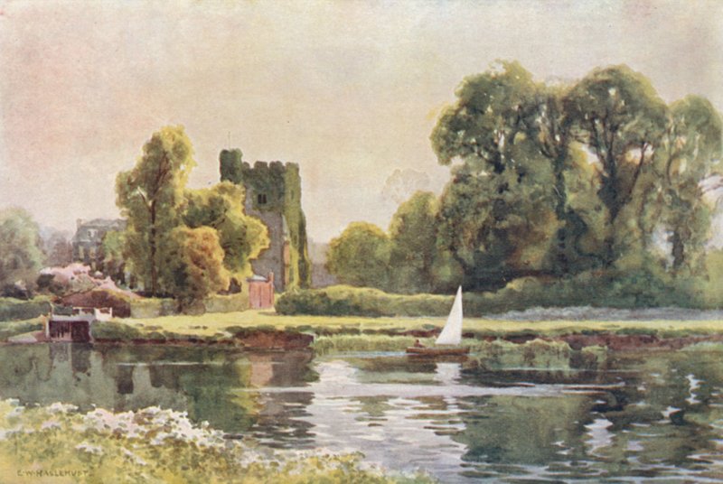 Cookham Church (farge litho) av Ernest William Haslehust