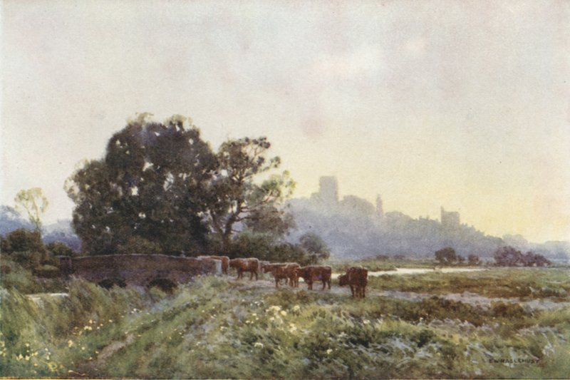 Dorchester from the Meadows (farge litho) av Ernest William Haslehust