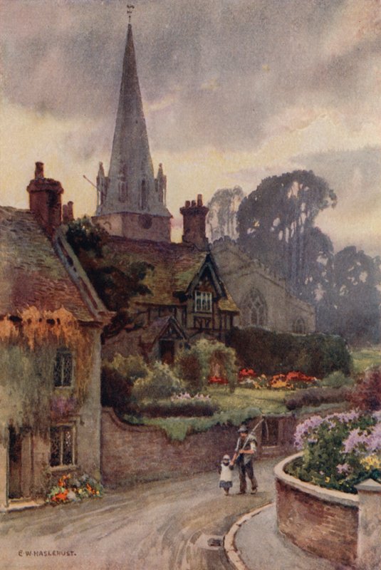 Edwinstowe (farge litho) av Ernest William Haslehust