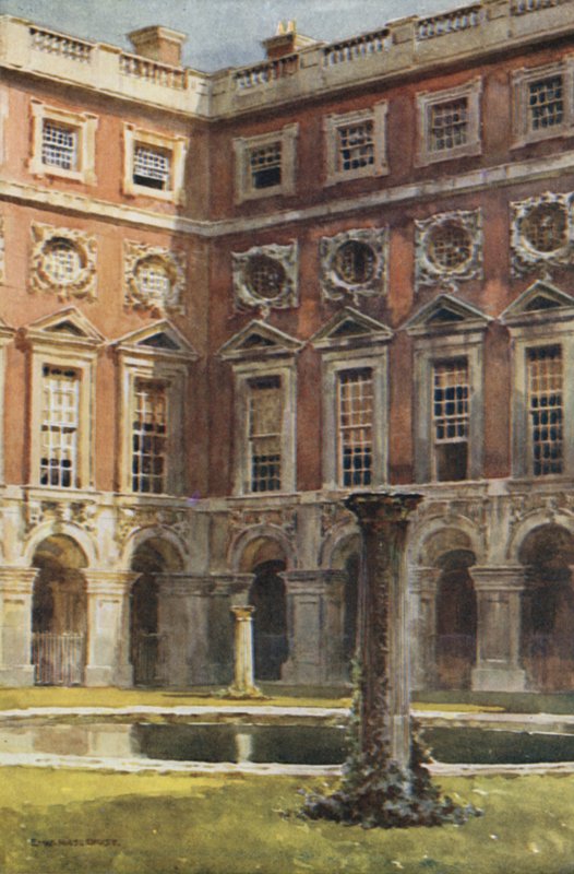 Fountain Court (farge litho) av Ernest William Haslehust