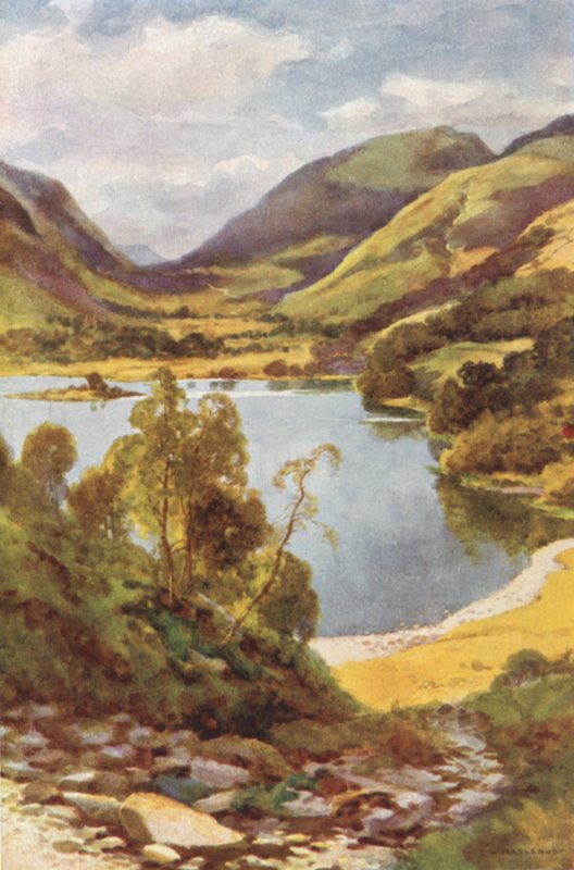 Grasmere fra Loughrigg (farge litho) av Ernest William Haslehust