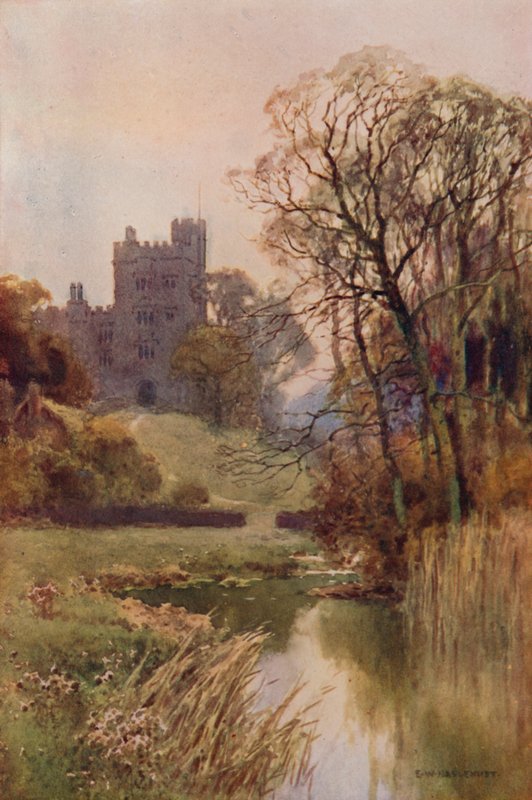 Haddon Hall (farge litho) av Ernest William Haslehust