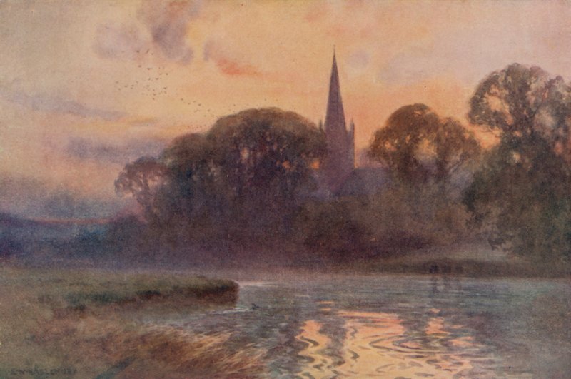 Holy Trinity Church, Stratford-on-Avon (farge litho) av Ernest William Haslehust
