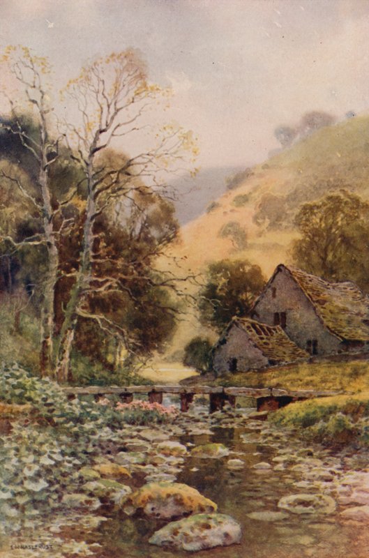 Lathkil Dale (farge litho) av Ernest William Haslehust