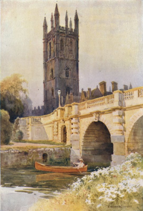Magdalens bro og tårn (farge litho) av Ernest William Haslehust