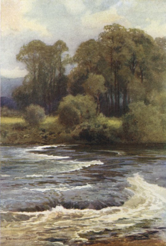Monnington Falls (farge litho) av Ernest William Haslehust