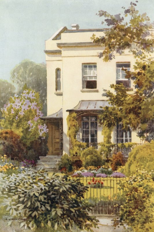 Nathaniel Hawthornes hus, Leamington (farge litho) av Ernest William Haslehust
