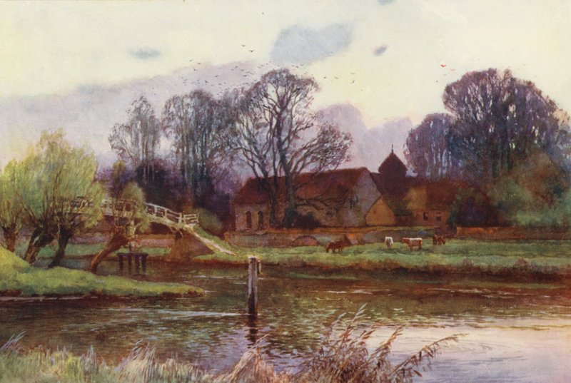Themsen: Lady Place, Hurley (fargelitografi) av Ernest William Haslehust