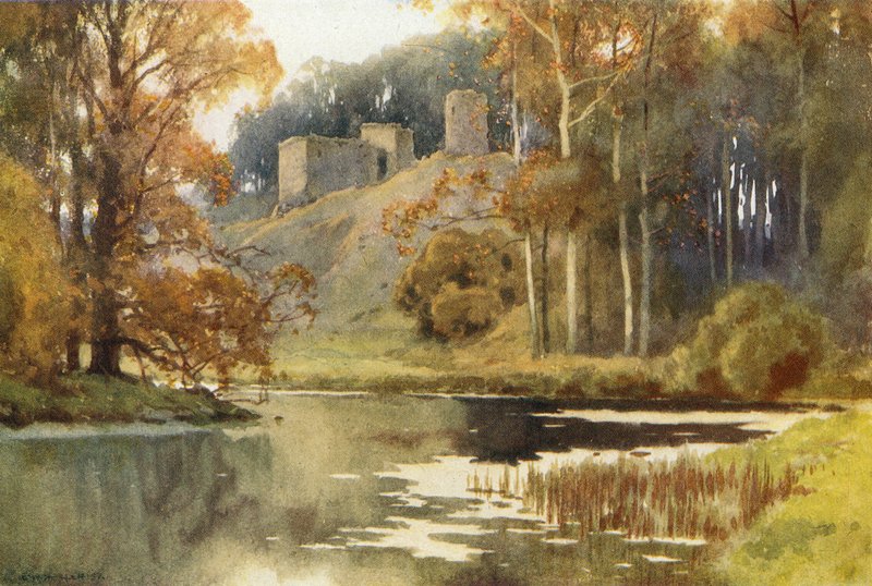 Roxburgh Castle (farge litho) av Ernest William Haslehust