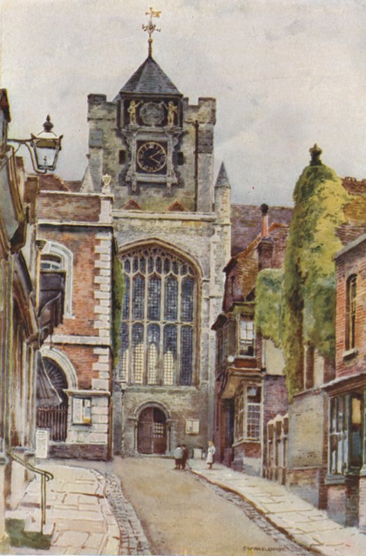 Rye Church (farge litho) av Ernest William Haslehust