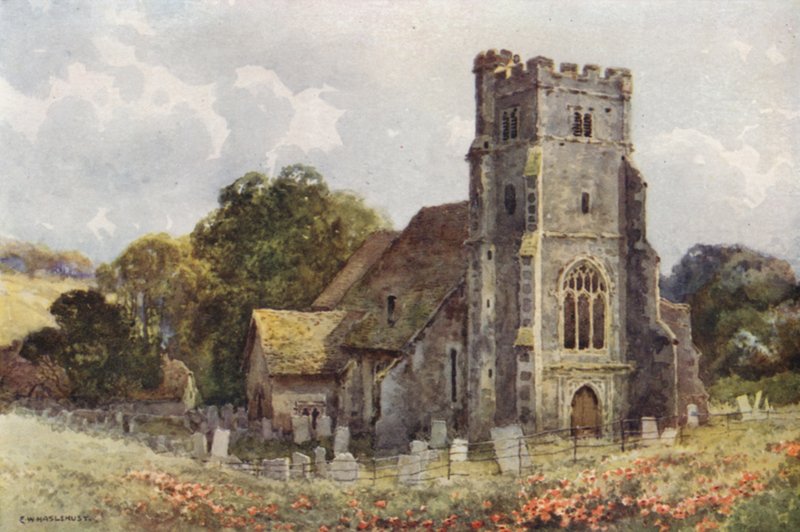 Shorne Church (farge litho) av Ernest William Haslehust