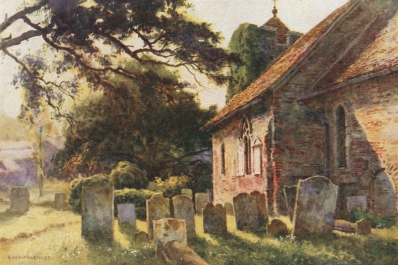 St. Martins kirke (farge litho) av Ernest William Haslehust