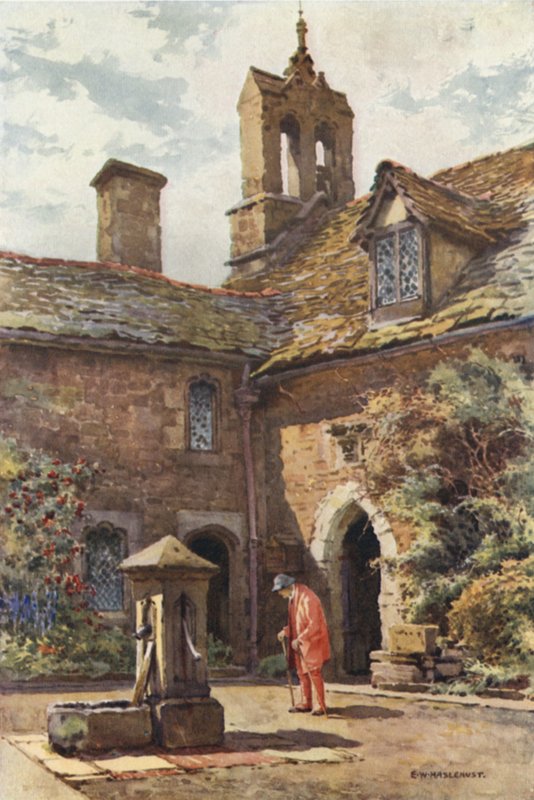 The Coningsby, eller Red Coat Hospital (farge litho) av Ernest William Haslehust