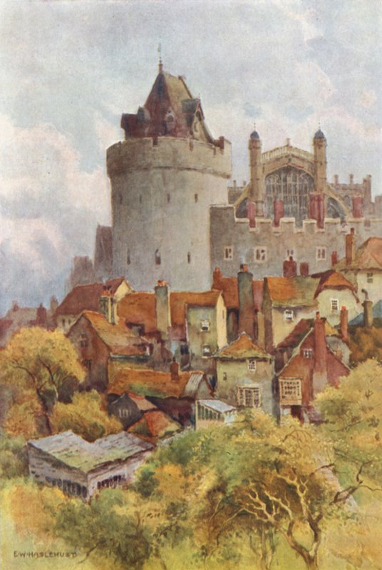 The Curfew Tower (farge litho) av Ernest William Haslehust