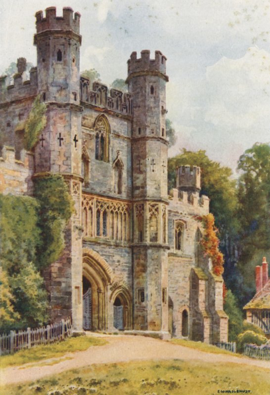 The Gateway, Battle Abbey (farge litho) av Ernest William Haslehust
