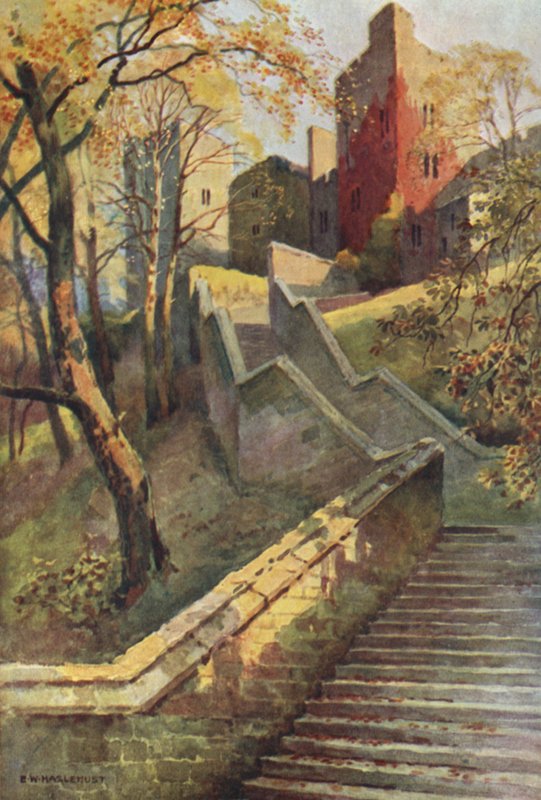 The Hundred Steps (farge litho) av Ernest William Haslehust