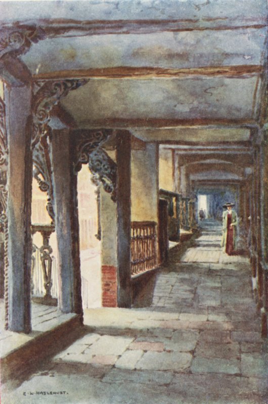 The Rows, Watergate Street (farge litho) av Ernest William Haslehust