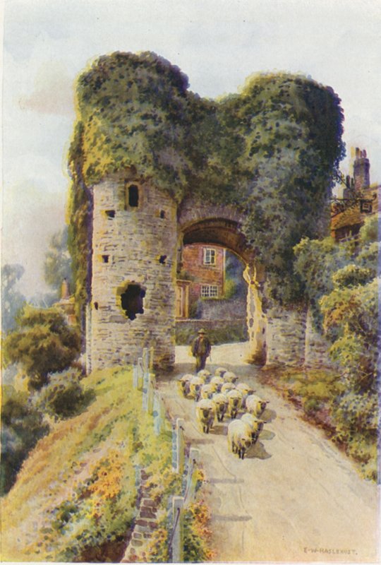 Strandporten, Winchelsea (farge litho) av Ernest William Haslehust