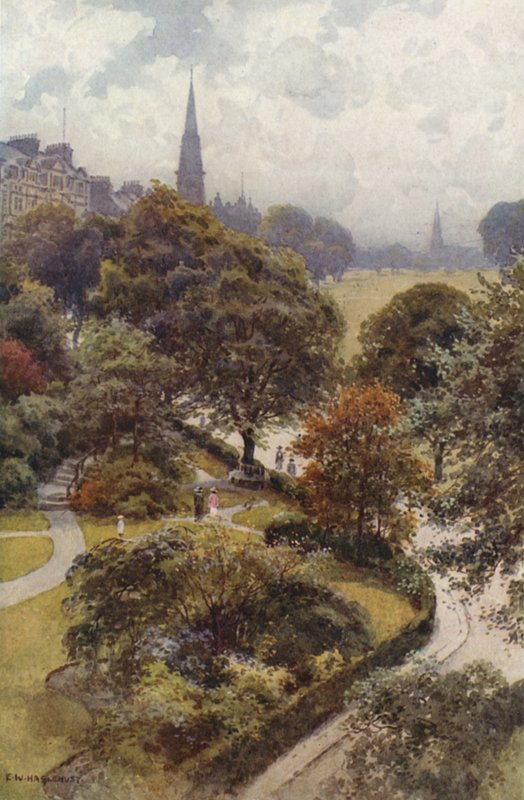 "The Stray", Harrogate (farge litho) av Ernest William Haslehust