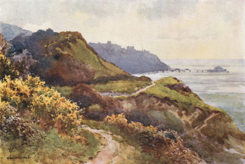 Ventnor fra Steephill Walk (farge litho) av Ernest William Haslehust
