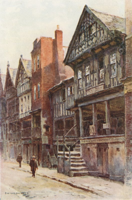 Watergate Street (farge litho) av Ernest William Haslehust