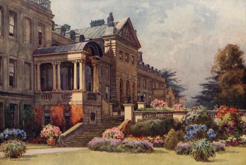 Welbeck Abbey (farge litho) av Ernest William Haslehust