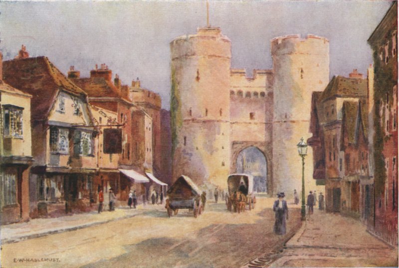 Westgate (farge litho) av Ernest William Haslehust