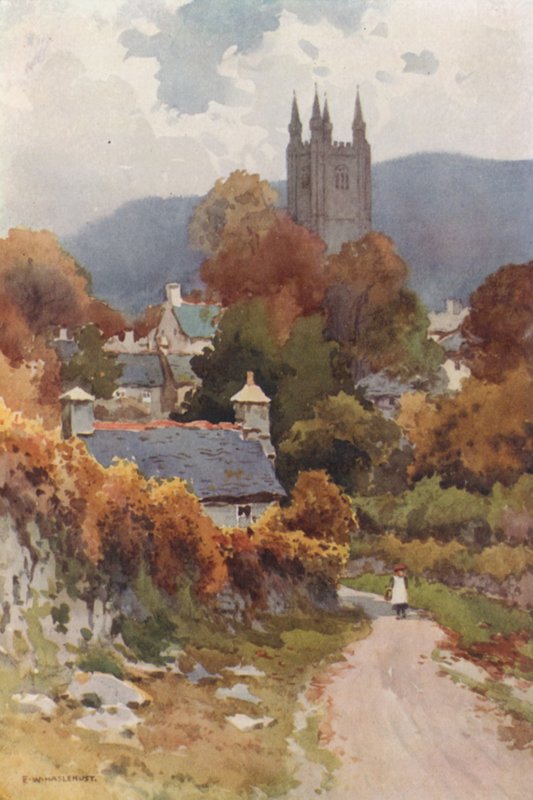 Widecombe on the Moor (farge litho) av Ernest William Haslehust