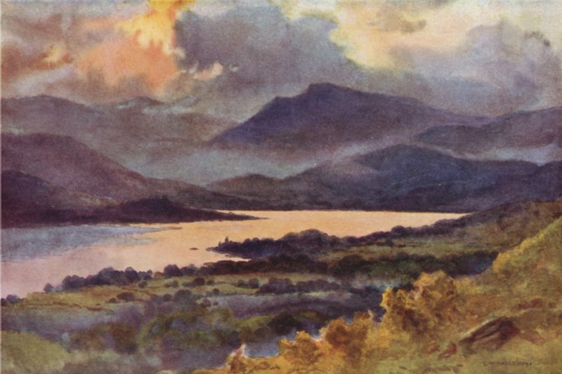 Windermere fra Orrest Head (farge litho) av Ernest William Haslehust