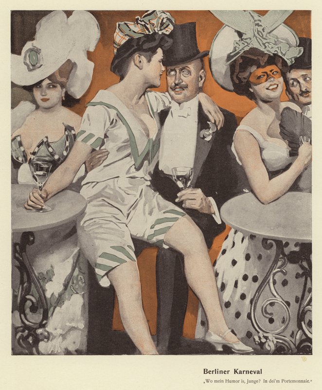 Berlin karneval (farge litho) av Ernst (after) Heilemann