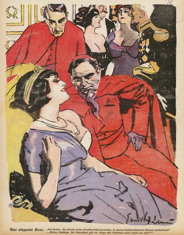 Elegant Roma (farge litho) av Ernst (after) Heilemann