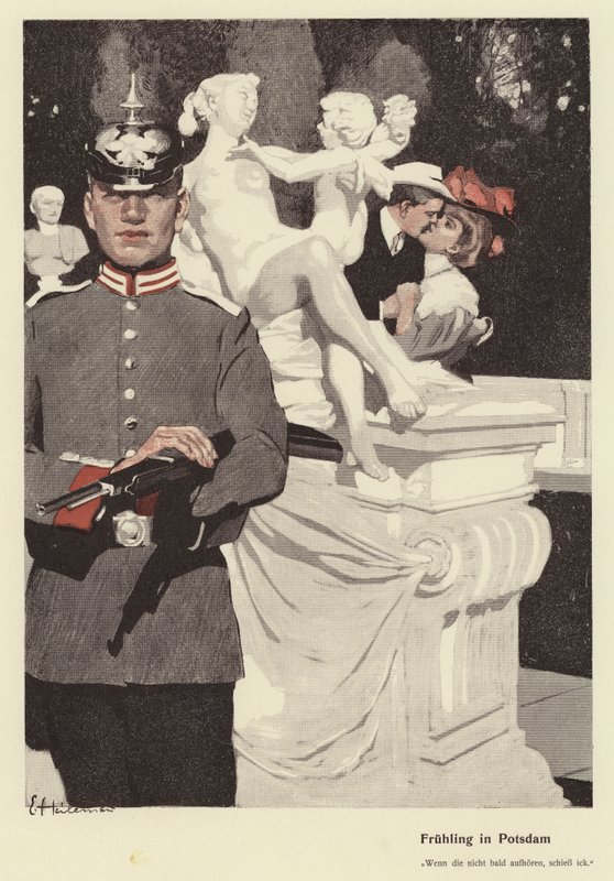 Vår i Potsdam (farge litho) av Ernst (after) Heilemann