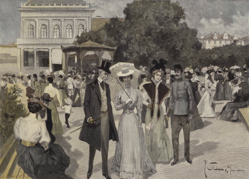 Foran musikkpaviljongen i Franzensbad av Ernst Heilemann