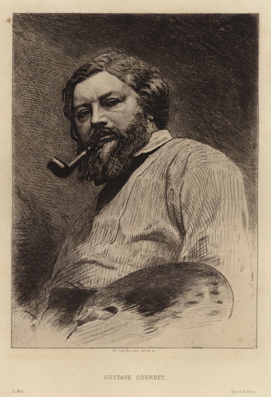 Gustave Courbet , fransk maler av realistbevegelsen. Etsning av Etienne Gabriel Bocourt av Etienne Gabriel Bocourt