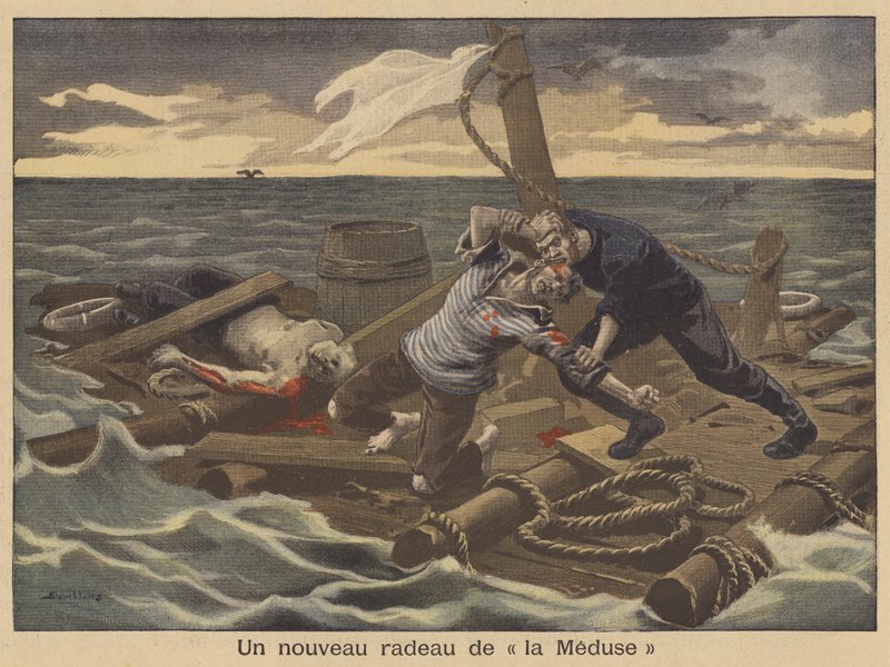 En ny flåte av Medusa (farge litho) av Eugene Damblans