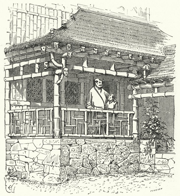 Gammelt kinesisk hus bygget av bambus av Eugene Emmanuel after Viollet le Duc