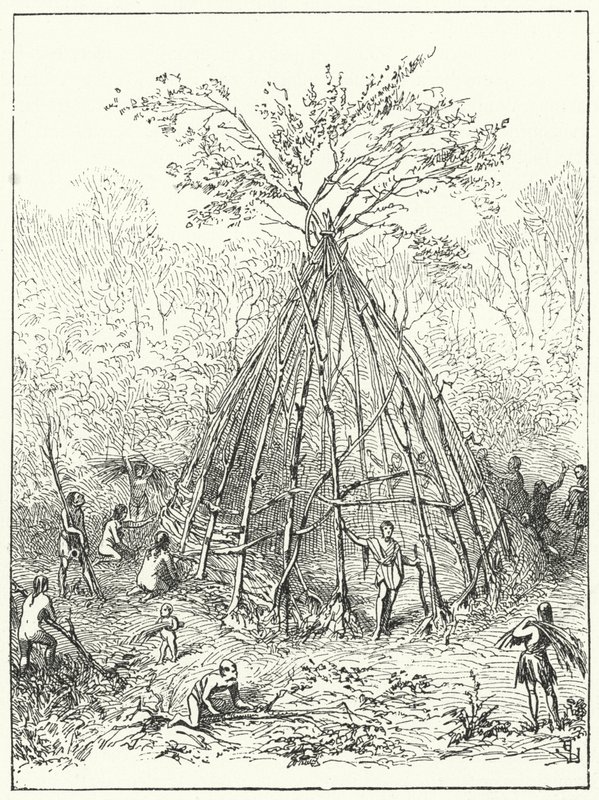 Tidlig menneskelig bolig av Eugene Emmanuel after Viollet-le-Duc