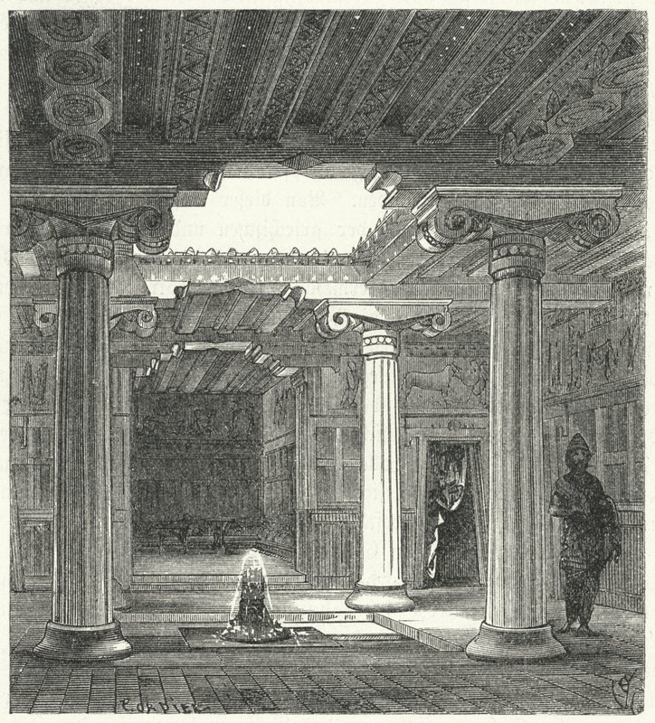 Ionisk gårdsplass til et gammelt gresk hus av Eugene Emmanuel after Viollet le Duc