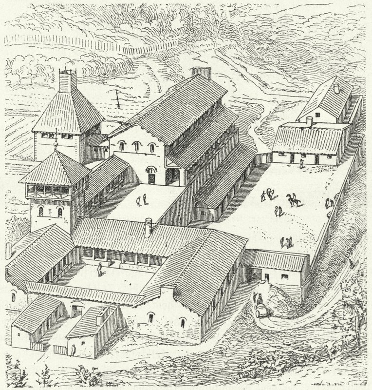 Merovinger kongelig palass av Eugene Emmanuel after Viollet le Duc